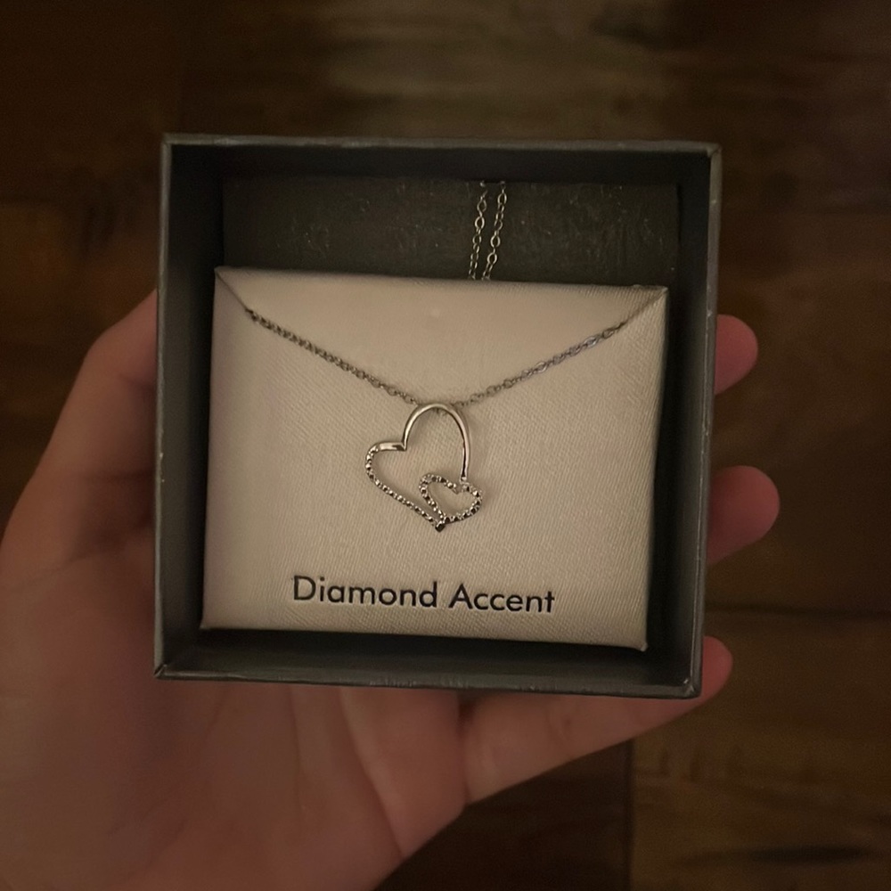Beautiful Silver Double Heart Necklace